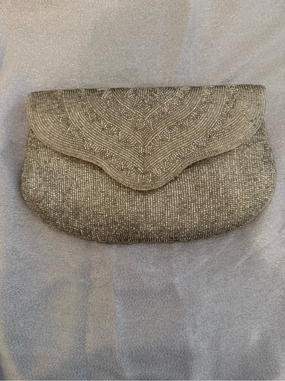 Bechamel Silver Beaded Evening Clutch